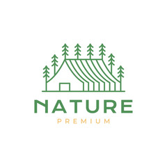 camp tent simple logo design vector