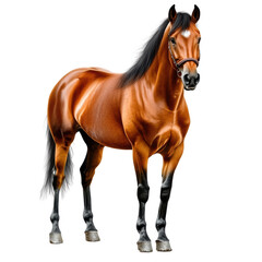 Obraz premium A brown horse stands in front of a white background