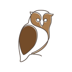 barn owl perched line colored modern logo design vector
