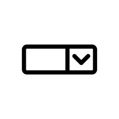 Dropdown icon in black, outline style and transparent background