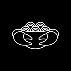 crabs noodle cuisine line logo design vector