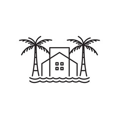 Obraz premium coconut trees beach relax line minimal logo design vector