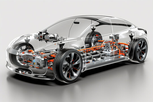 Electric car with EV system in ghost effect