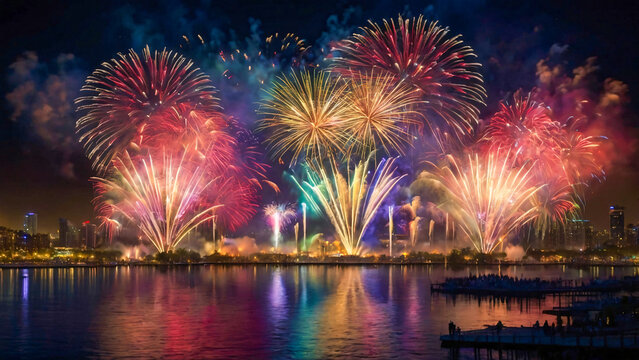 New Year's Eve Celebration, Spectacular City Views, Fireworks Over the Beach