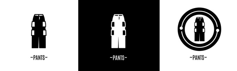 Pants logo set. Collection of black and white logos. Stock vector.