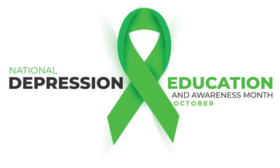 National Depression education and awareness month. background, banner, card, poster, template. Vector illustration.