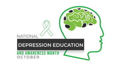 National Depression education and awareness month. background, banner, card, poster, template. Vector illustration.
