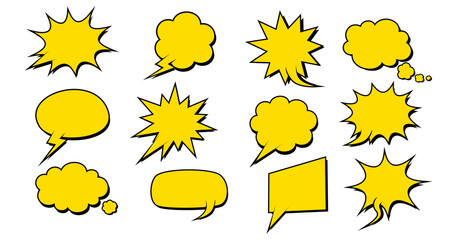 Speech Bubble set. Talk bubble. Blank empty vector white speech bubbles. Speak bubble text, cartoon chatting box, message box. Cartoon balloon word design