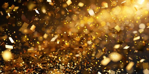 Confetti falling from the sky, golden, celebration, party, happy moment