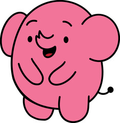 Cute pink elephant cartoon character