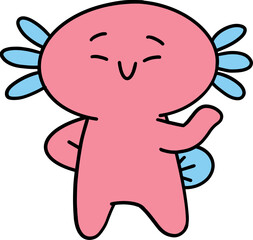Cute axolotl cartoon character
