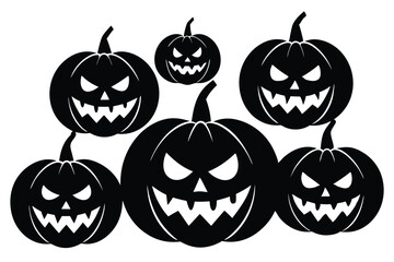 scary jack o lantern pumpkins with different vector illustration  