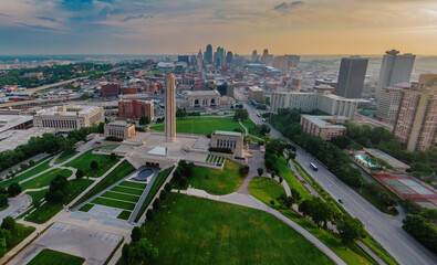 National WWI Muesum at sunrise, Kansas City, Missouri, United States Of America.