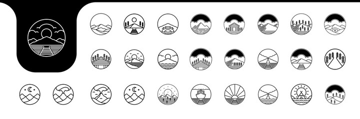 outdoor adventure line set collection icon design vector