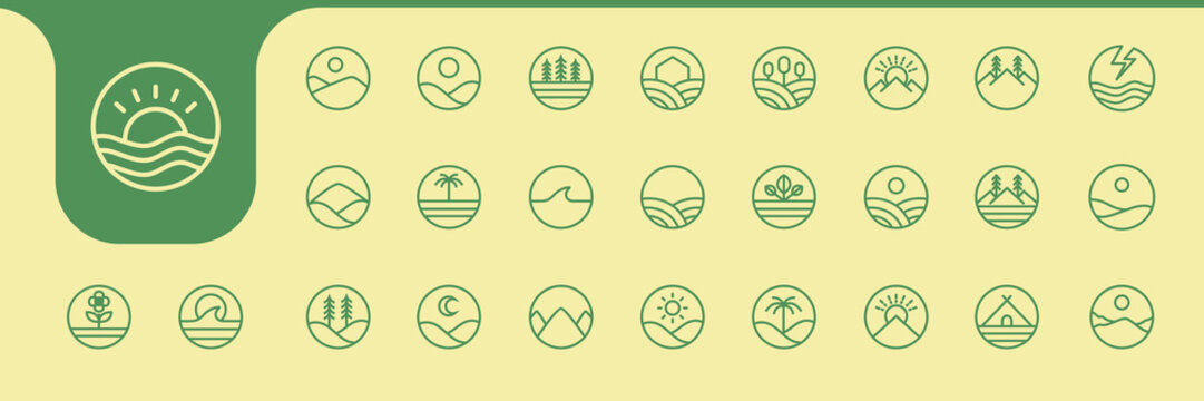 nature outdoor icon set design vector