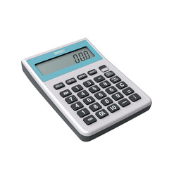 Blue And Black Calculator With Digital Display On A White Background