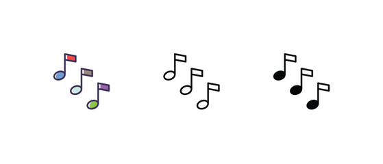  Music note Icons thin line and glyph vector icon stock illustration