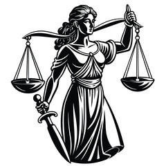 scales of justice and law  on a white background silhouette vector illustration