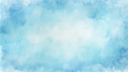 Obraz premium Soft light blue watercolor background with subtle texture and gentle brushstrokes, surrounded by a clean white border, perfect for design and digital art projects.