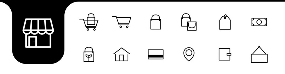 store line icon set collection design vector