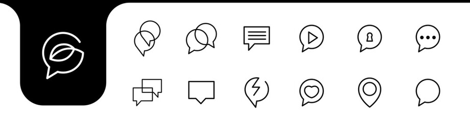 bubble chat line set collection design vector