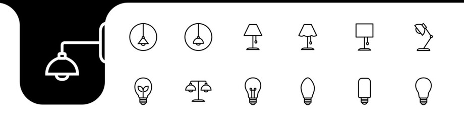 interior lamp decor line set collection design vector