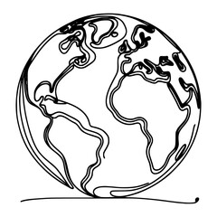 one line continuous drawing earth globe vector illustration template design