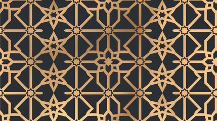 Obraz premium Flat seamless arabic geometric ornament outline pattern