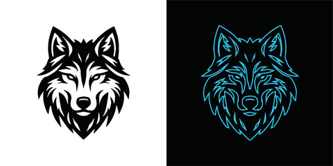 Obraz premium wolf mascot design of the head of arctic wolf. Vector wolf's head as a design element 