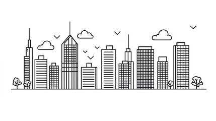 Fototapeta premium minimalist line art of city skylines