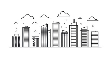 Obraz premium minimalist line art of city skylines