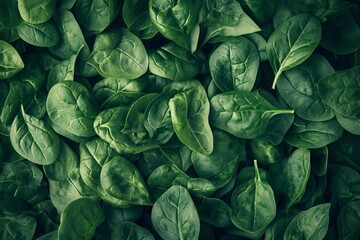 Close up of fresh spinach leaf , top view, seamless pattern