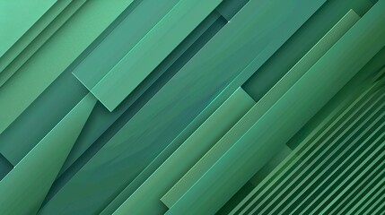 Obraz premium Geometric Green Background with Diagonal Stripes and Gradients. Vector Minimalist Backdrop