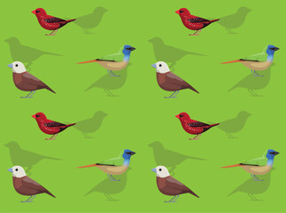 Bird Munia Avadavat Parrotfinch Cartoon Cute Seamless Wallpaper Background