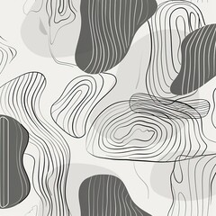 Gray line drawings of organic shapes background
