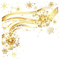 Golden snowflake border wave vector clip art illustration for winter holidays