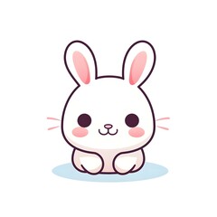 Fototapeta premium Cute Smiling Rabbit Simple Line Art Illustration