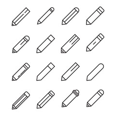 Big set of pencil line icons. Vector illustration isolated on a white background. Premium quality symbols. Stroke vector icons for concept or web graphics. Simple thin line signs