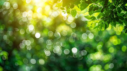 Fototapeta premium Green bokeh background from nature forest out of focus 