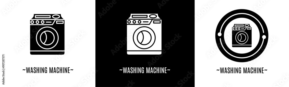 Canvas Prints washing machine logo set. collection of black and white logos. stock vector.