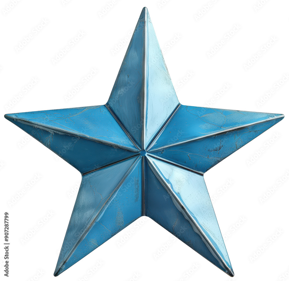 Canvas Prints blue metallic five-pointed star on transparent background. png file.