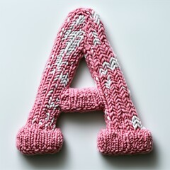 Handmade Knitted Letter A in Pink and White