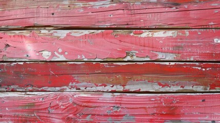Rustic Wood Board with Red Pink Paint Design for Copy Space Top View Photo