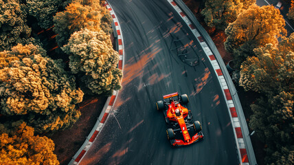 Aerial view of formula one race track