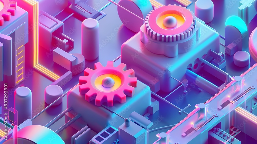 Poster 3d rendering of colorful geometric shapes, showcasing abstract design elements and highlighting the 