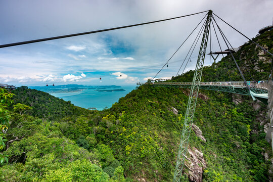 The Langkawi Sky Bridge,at the Top Station of the Langkawi SkyCab cable car ride,Langkawi Island,Malaysia. summit of
