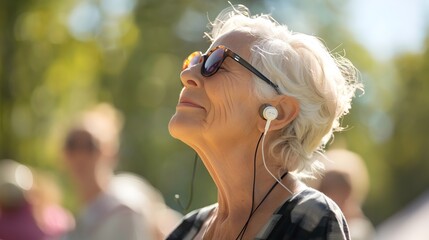 Vibrant Senior Woman with Hearing Aids Participating in Community Event,Active Lifestyle