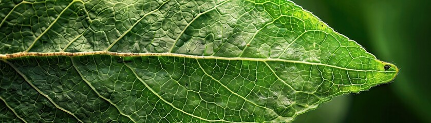 A leaf with a green stem and a brown tip