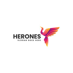 Vector Logo Illustration Heron Gradient Colorful Style
