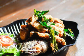 sliced fish or fried fish , fried tilapia fish